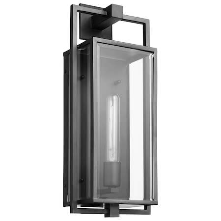 Nuvo Exhibit 1-Lgt Large Wall Lantern - Matte Black / Clear Beveled Glass 60/7545